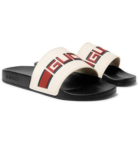 gucci logo rubber slide sandal white